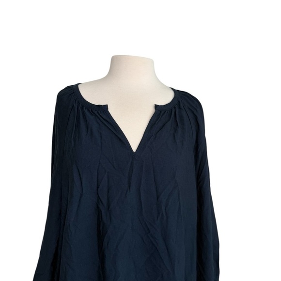 NEW BANANA REPUBLIC CREPE BALLOON-SLEEVE SHIFT NAVY BLUE DRESS SIZE XL - Picture 2 of 8
